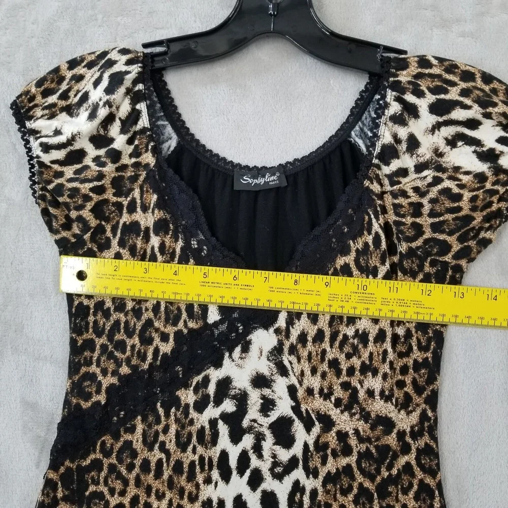 Sophyline Paris Babydoll Top Women S Leopard Asymmetric Indie‎ Sleaze Grunge Y2K